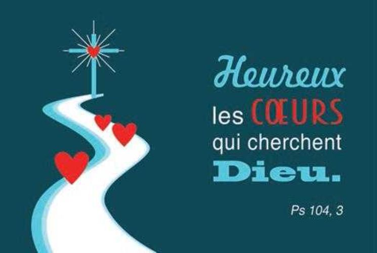 Lot de 20 - Carte simple Heureux les coeurs qui cherchent Dieu.