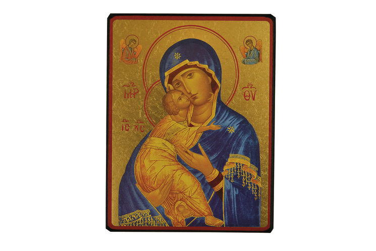 Vierge de Vladimir bleue - Icône dorée à la feuille 39,5x28,5 cm -  636.69