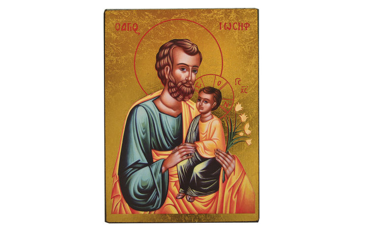 Saint Joseph à l´Enfant - Mini icône autocollante 7x5 cm -  128.11