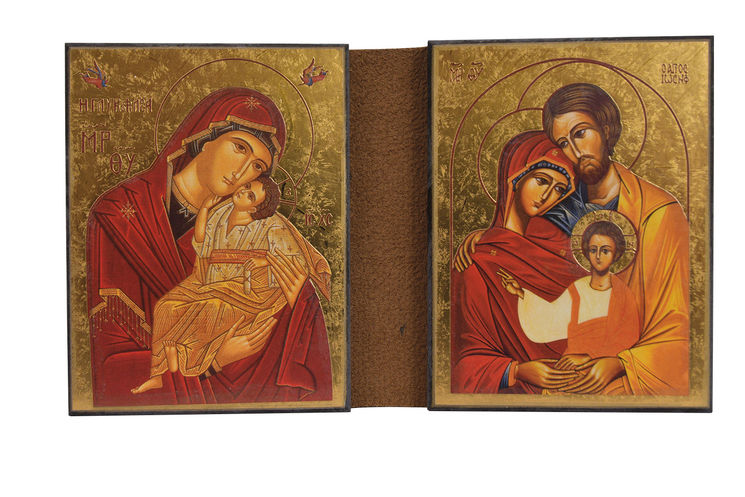 Vierge de Tendresse / Saint Famille - Diptyque 8x15 cm -  949.F3