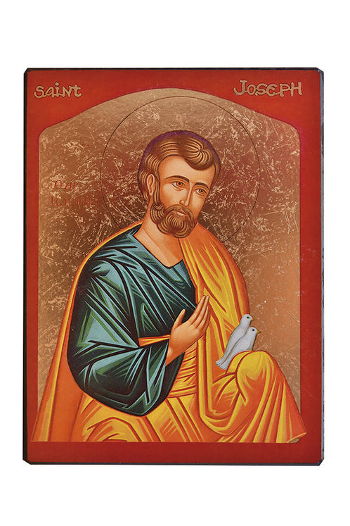 Saint Joseph aux colombes - Icône dorée à la feuille 15,6x11,8 cm -  974.64