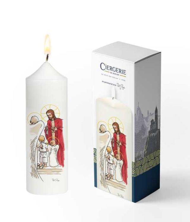 Cierge Première Communion blanc - Pain des Anges garçon blond