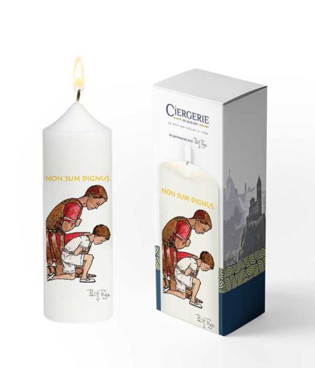 Cierge Première Communion blanc - Centurion garçon brun