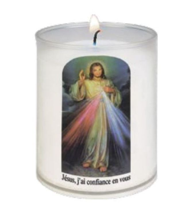 Veilleuse diamètre 50 mm - H 65 mm - Jésus Miséricorideux