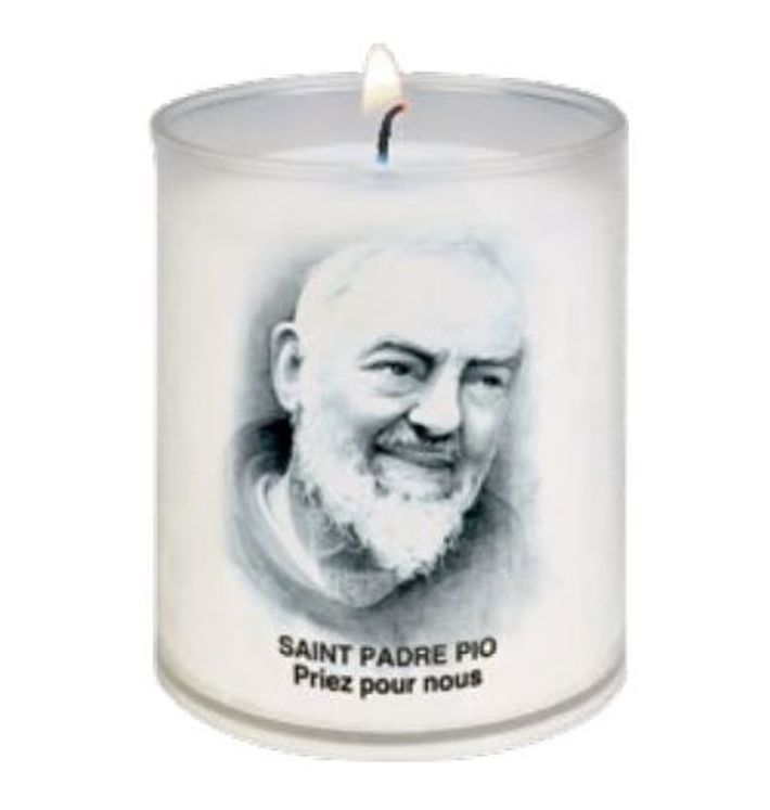 Veilleuse diamètre 50 mm - H 65 mm - Saint Padre Pio