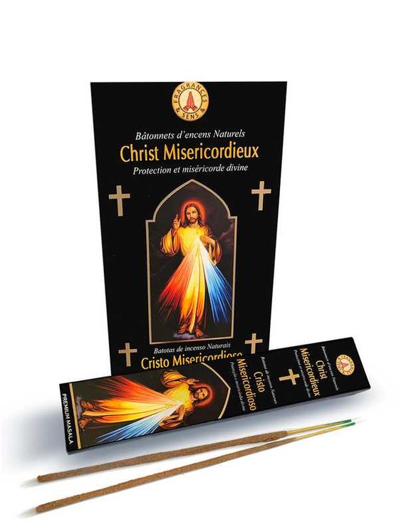 Encens en Batonnets , boite de 12 étuis de 15 bâtons  Christ Miséricordieux