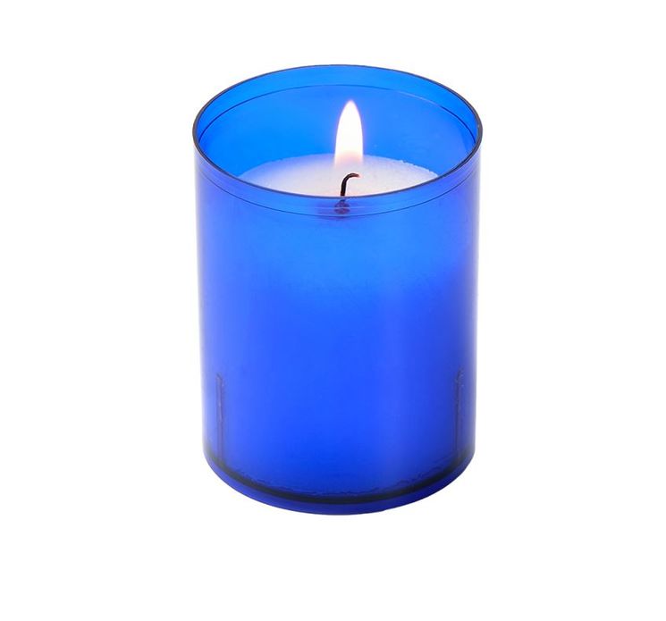 Veilleuse votives 50 mm diamètres bleu - H 65 mm