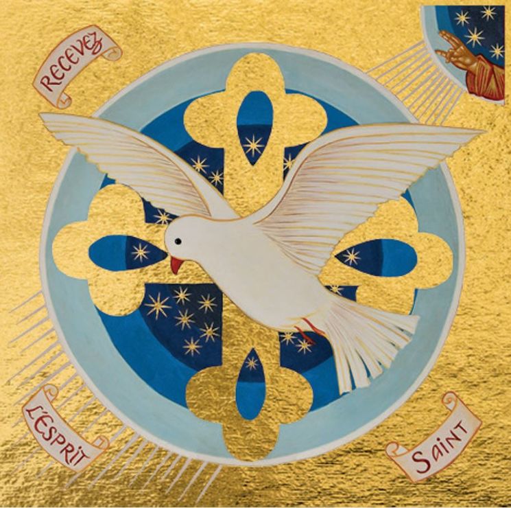 La Colombe de l´Esprit Saint - Icône dorée à la feuille 13x13 cm -  652.64