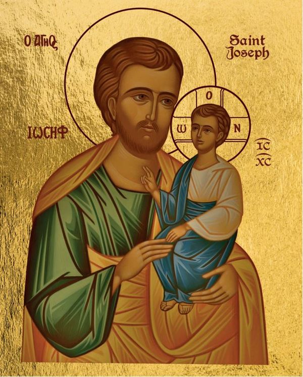 Saint Joseph à l´enfant - Icône dorée à la feuille 22x18,1 cm -  328.68