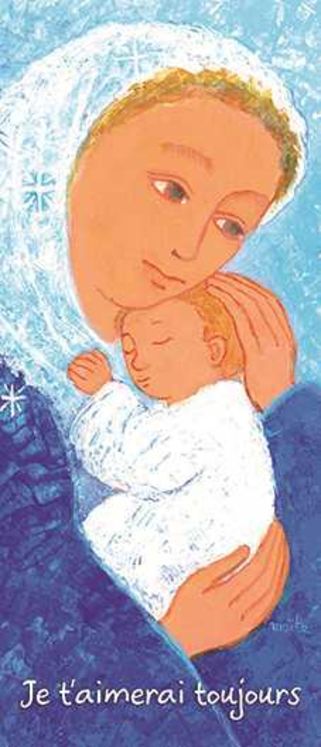 Lot de 25 - Signet Maïte Roche Vierge à l´enfant (bleue)