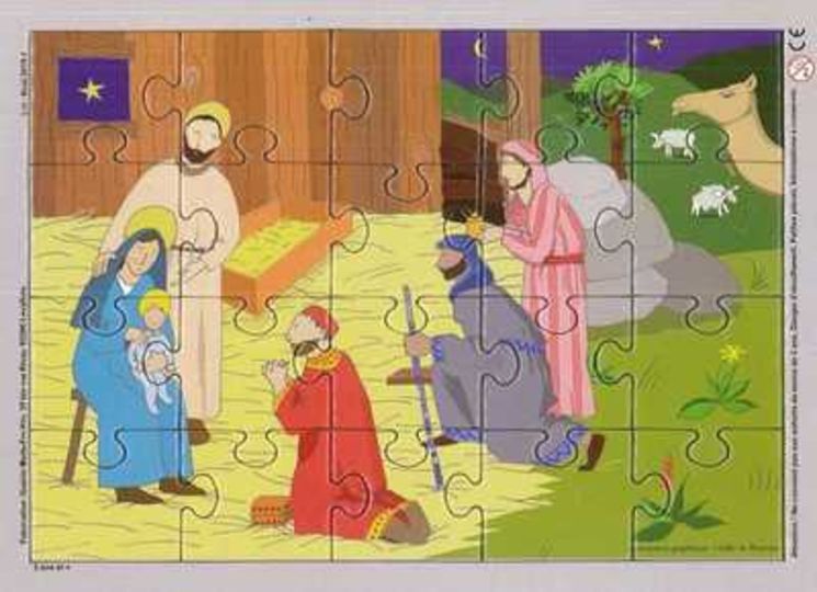 Puzzle sur planche 20 pièces - La nativité