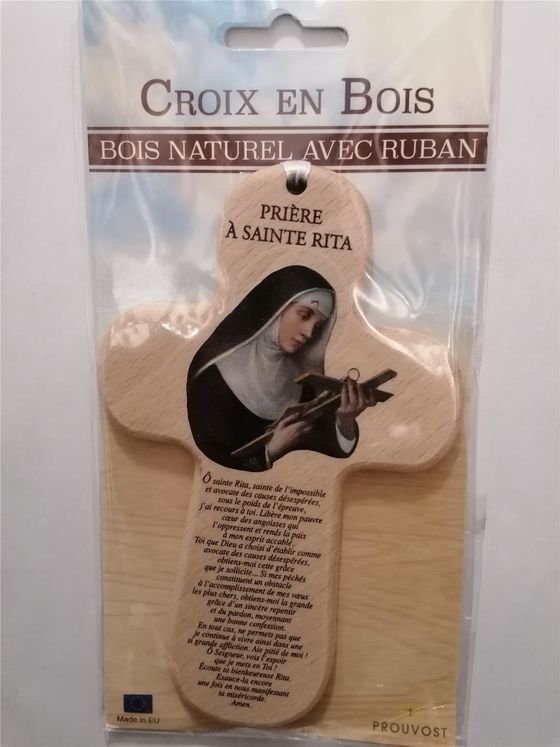 Croix bois imprimée Sainte Rita