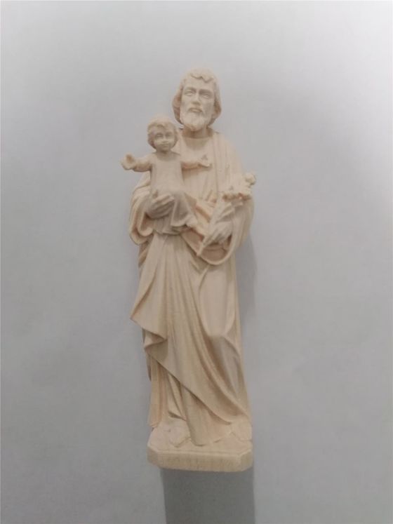 Statue St Joseph et l´Enfant bois sculpté - 12cm