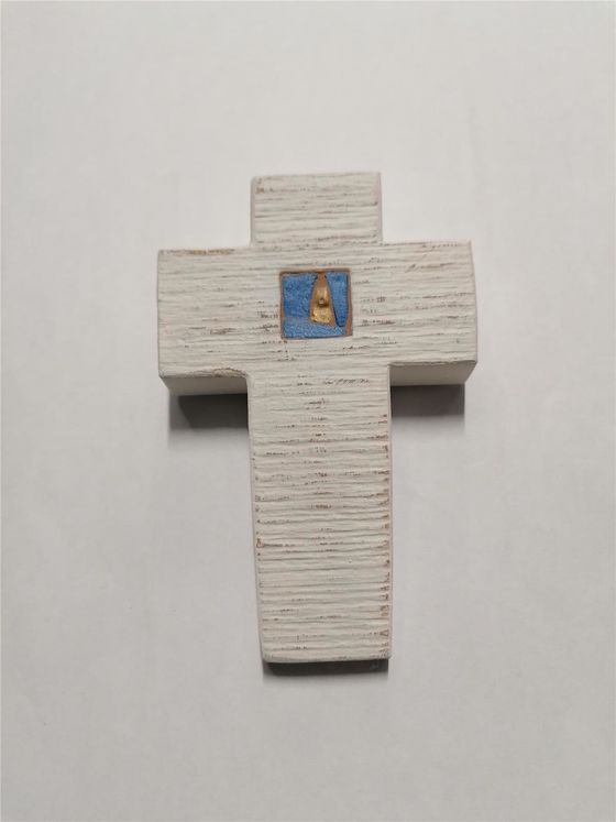 Croix coeur bleu et or 6.5 x 10 cm Vincent Kressmann