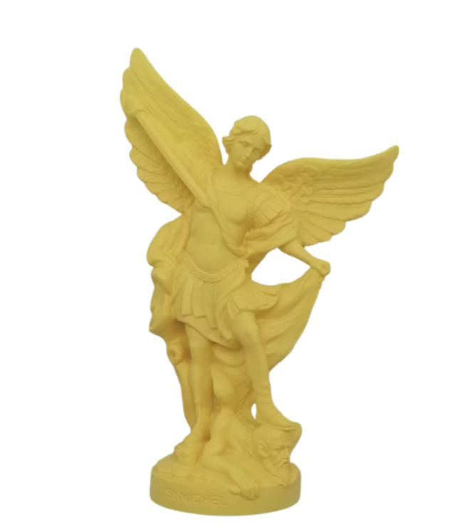 Statue albâtre - Saint Michel - Jaune - 17 cm