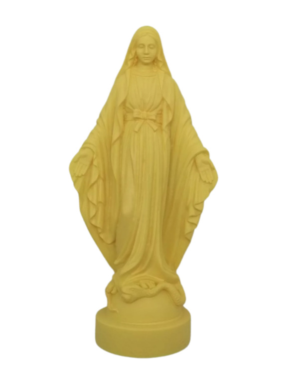 Statue albâtre - Vierge miraculeuse - Jaune - 17 cm