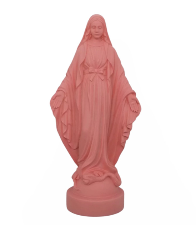 Statue albâtre - Vierge miraculeuse - Rose - 17 cm