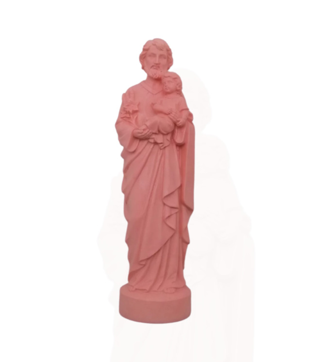 Statue albâtre - Saint Joseph - Rose - 17 cm